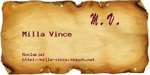 Milla Vince névjegykártya